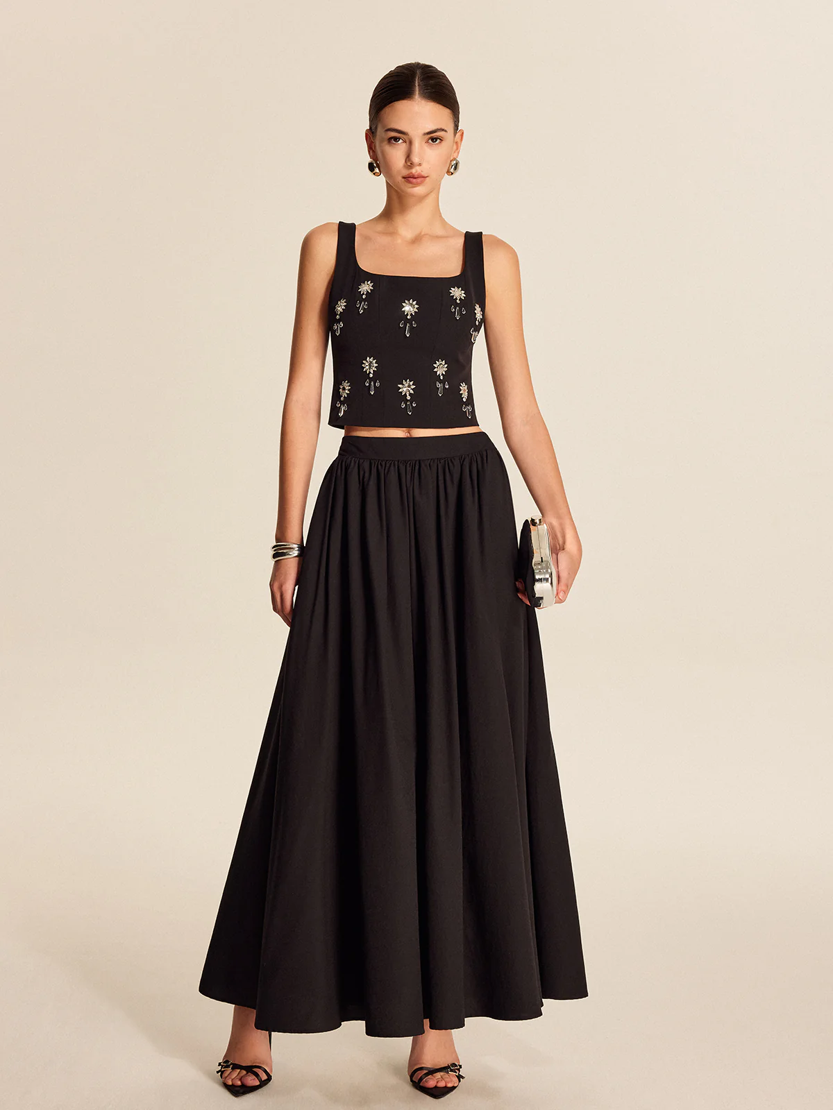 Mid Waist Flared Pleated Skirt - Image 5