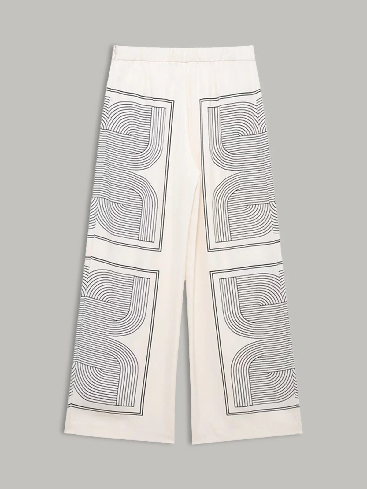 Mid-Waist Geometric Print Wide-Leg Pants - Image 2