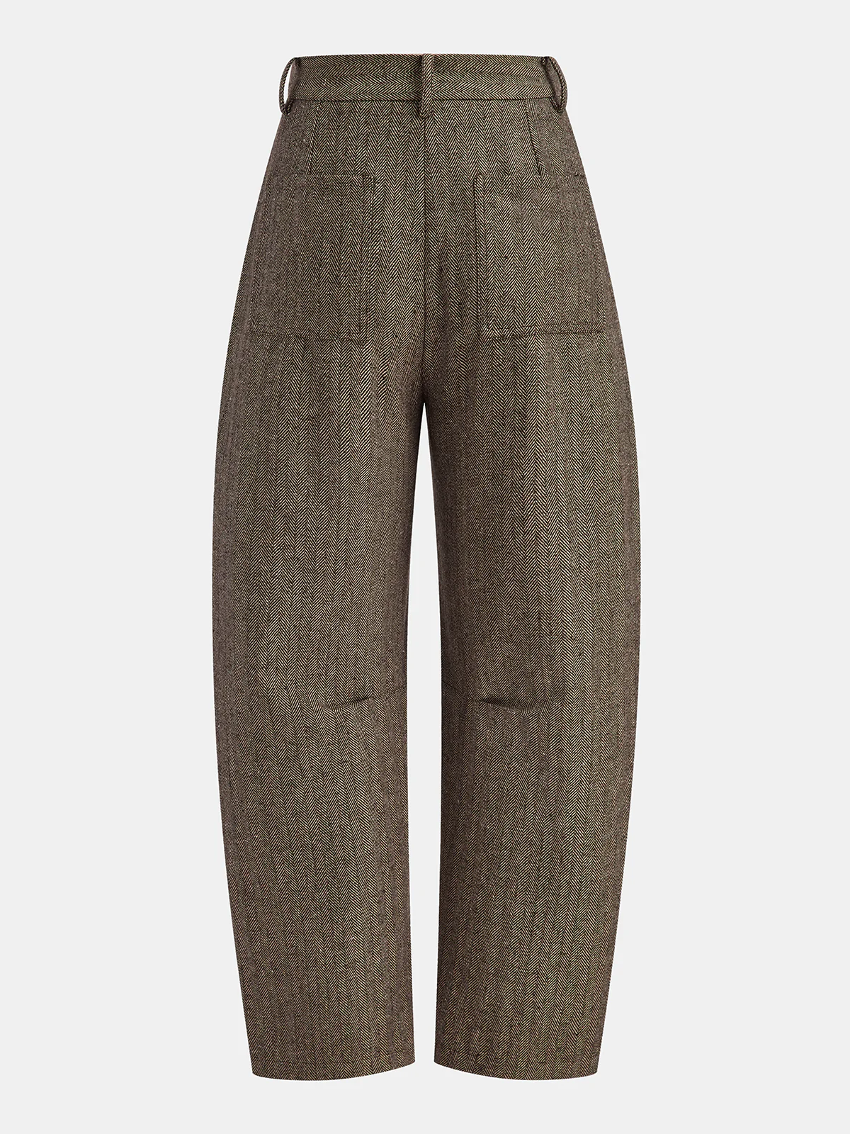 Mid-Waist Herringbone Curved-Leg Pants - Image 2