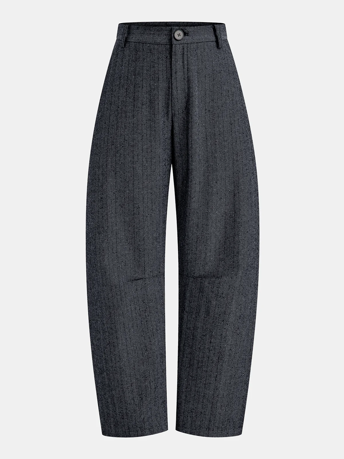 Mid-Waist Herringbone Curved-Leg Pants - Image 5
