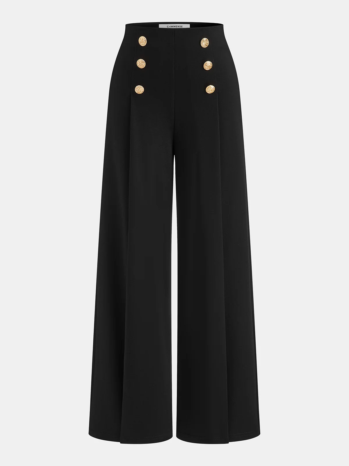 Mid-Waist Metal Button Casual Pants