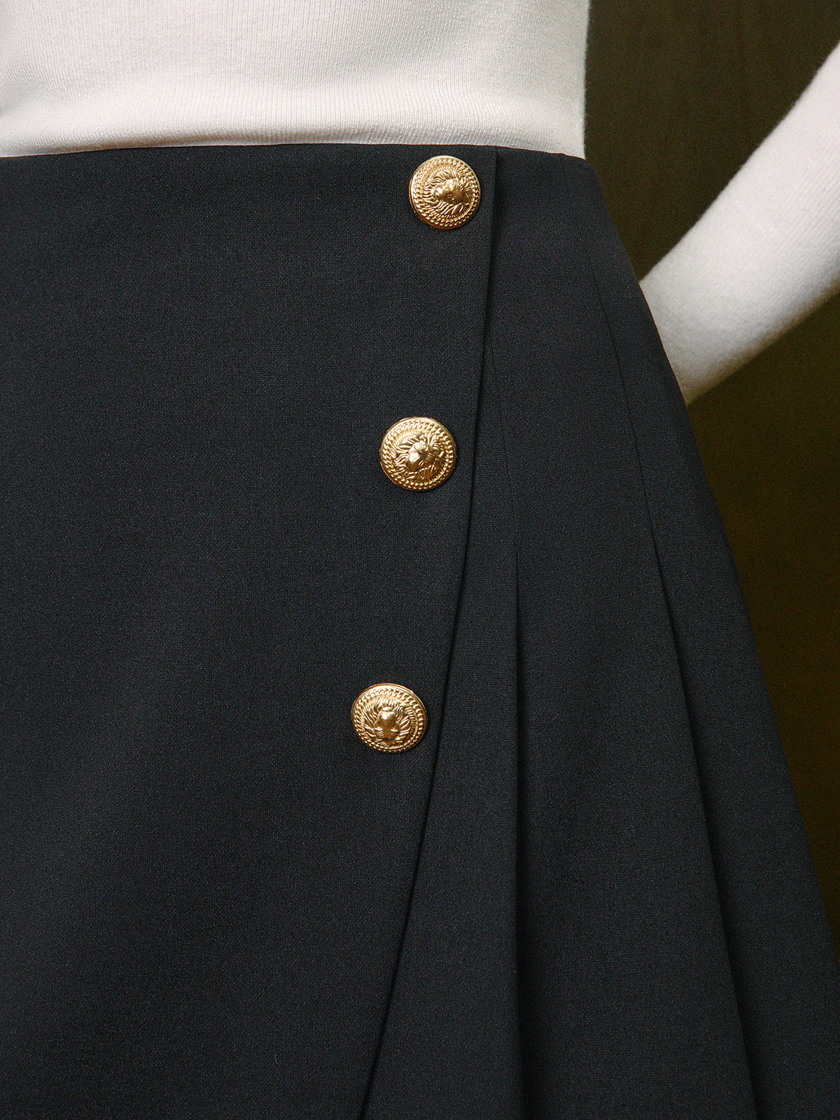 Mid-Waist Metal-Detail Pleated Zipper Skirt - Image 5