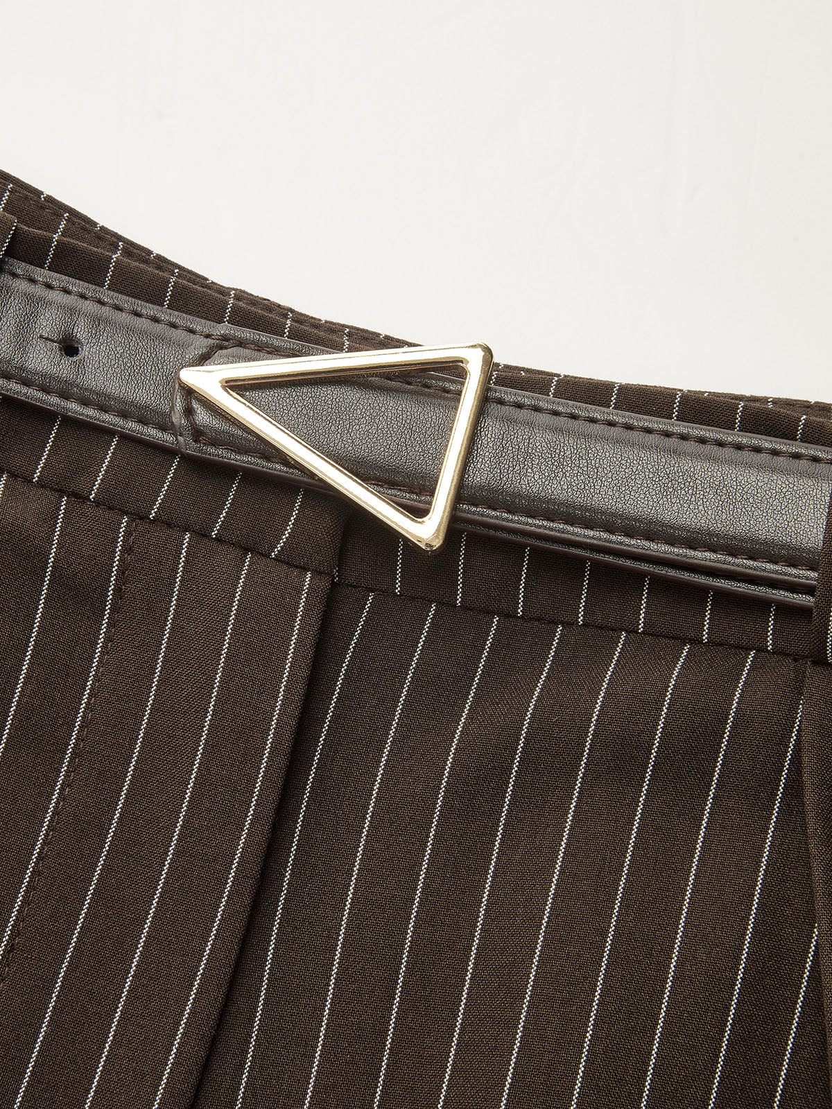 Mid-Waist Pinstripe Belted Pants - Image 2