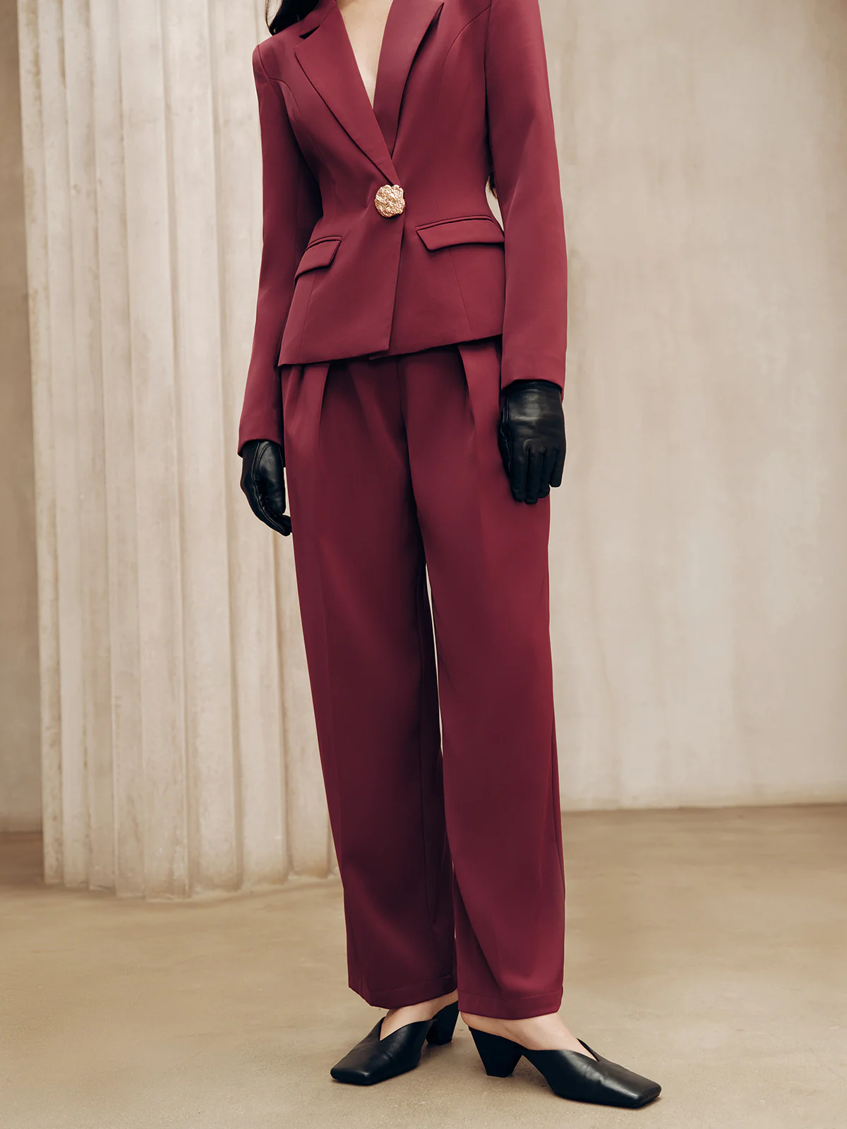 Mid-Waist Pleated Wide-Leg Pants - Image 7