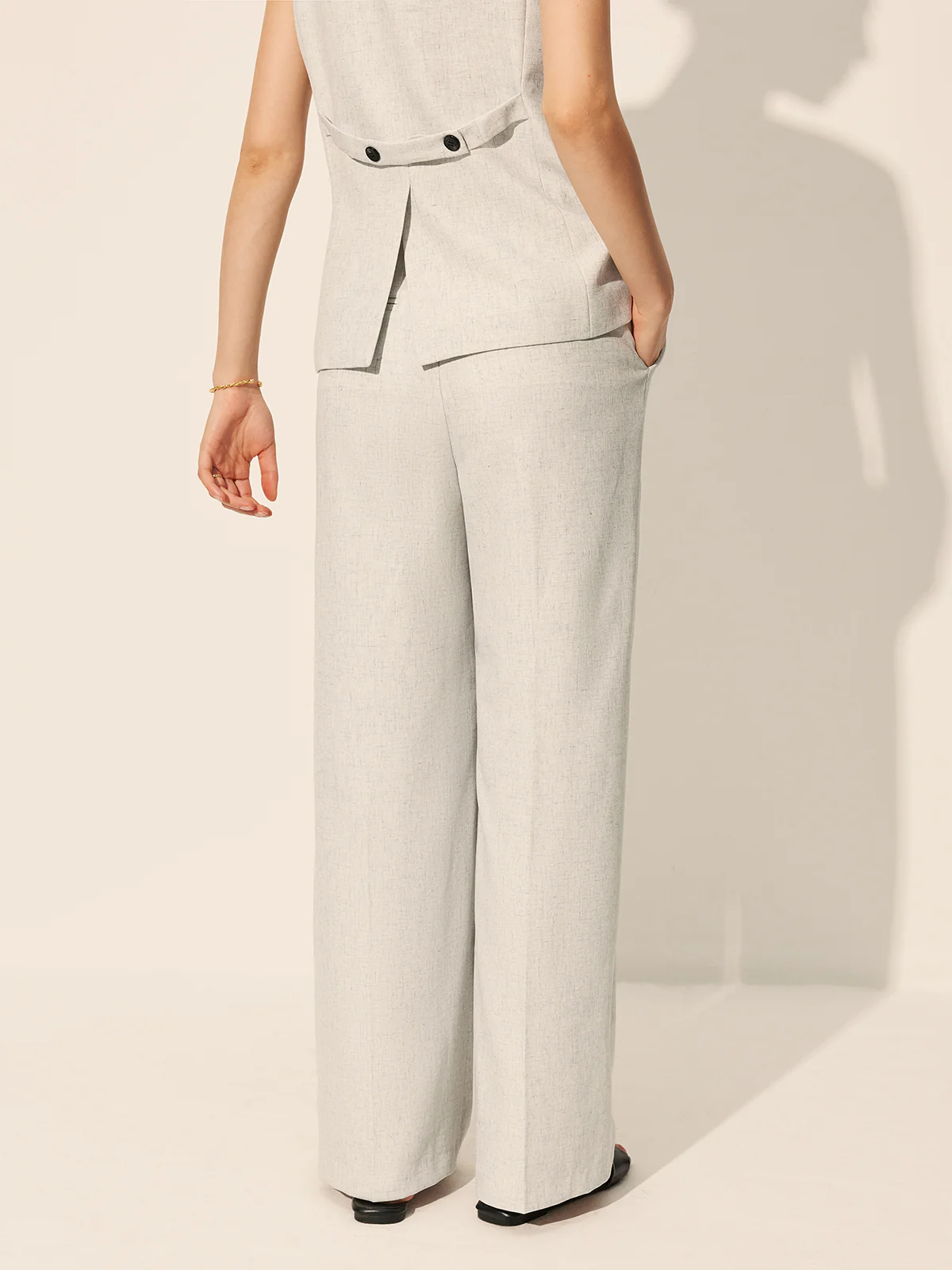 Mid-Waist Pleated Wide-Leg Pants - Image 5