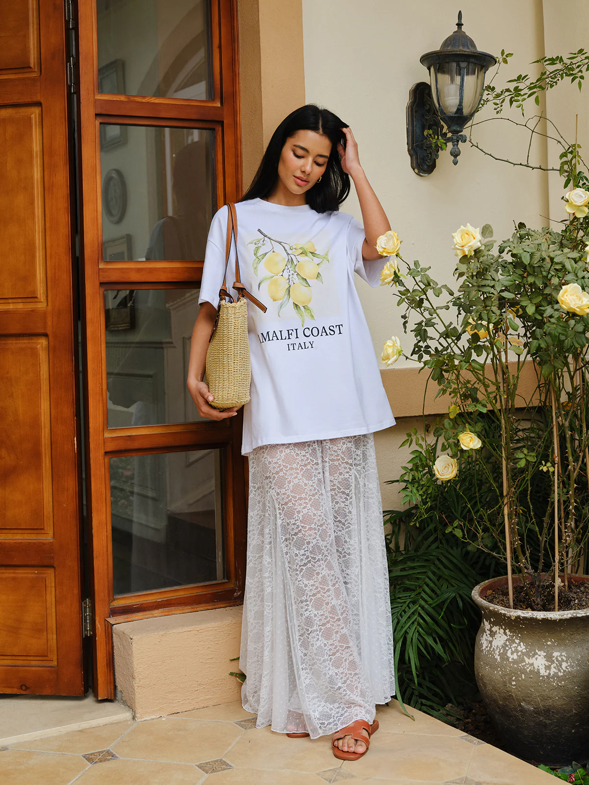 Mid-Waist Semi-Sheer Lace Skirt - Image 2
