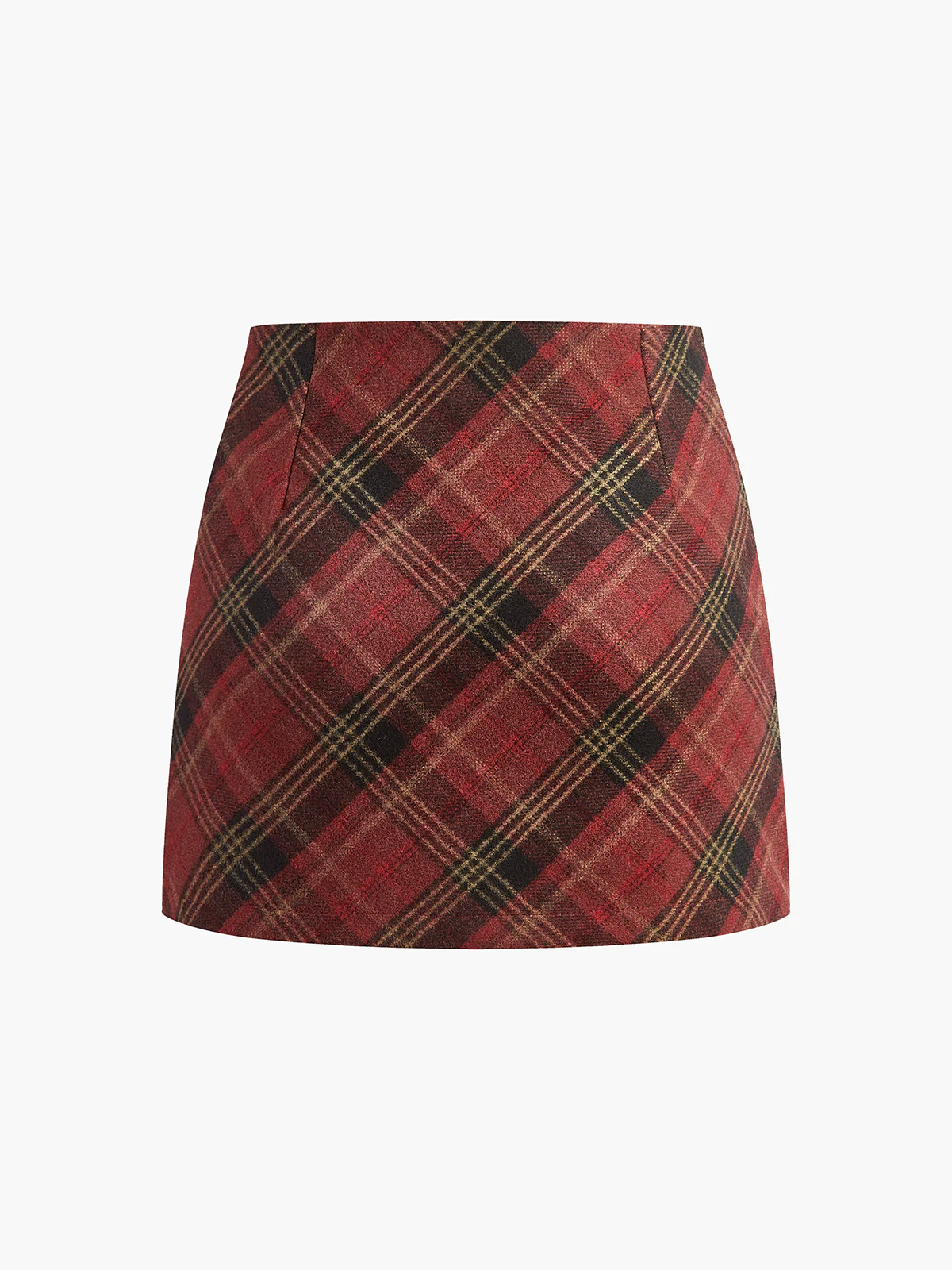 Mid-Waist Side-Zipper Checked Skirt - Image 2