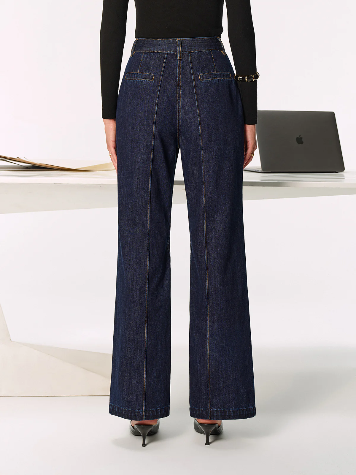Mid-Waist Slit Denim Jeans - Image 7