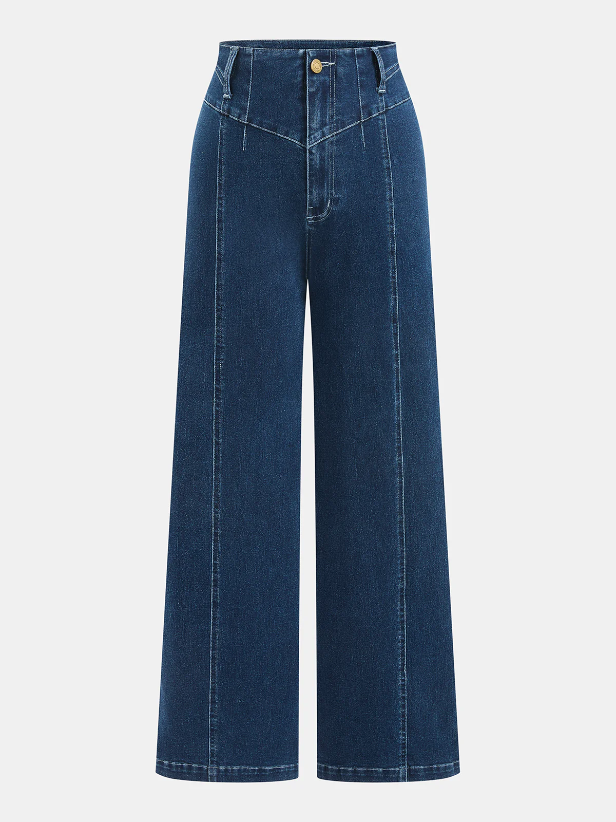 Mid-Waist Straight-Leg Denim Pants