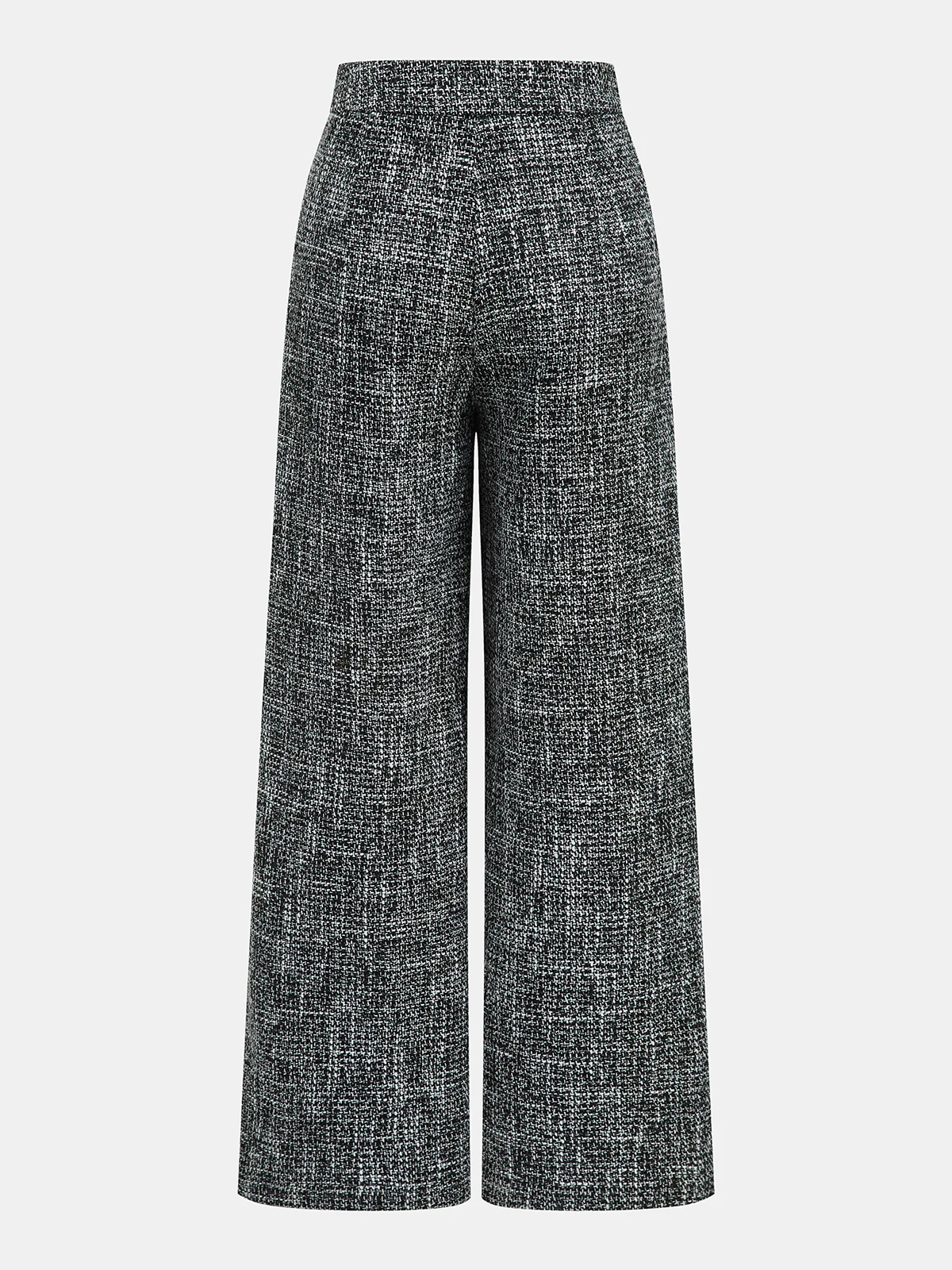 Mid-Waist Tweed Wide-Leg Pants - Image 2