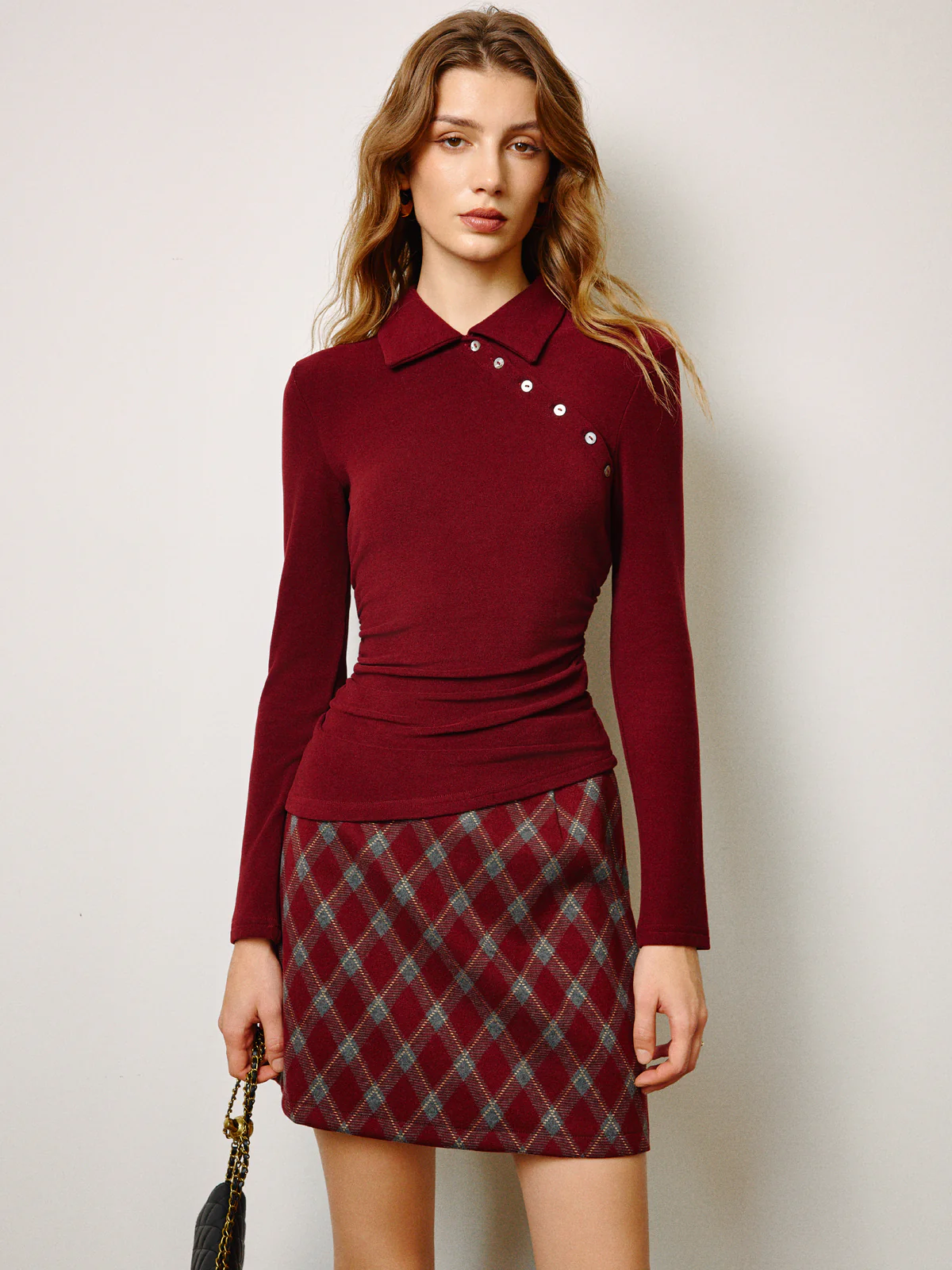 Mid-Waist Tweed Zipper Skirt - Image 4