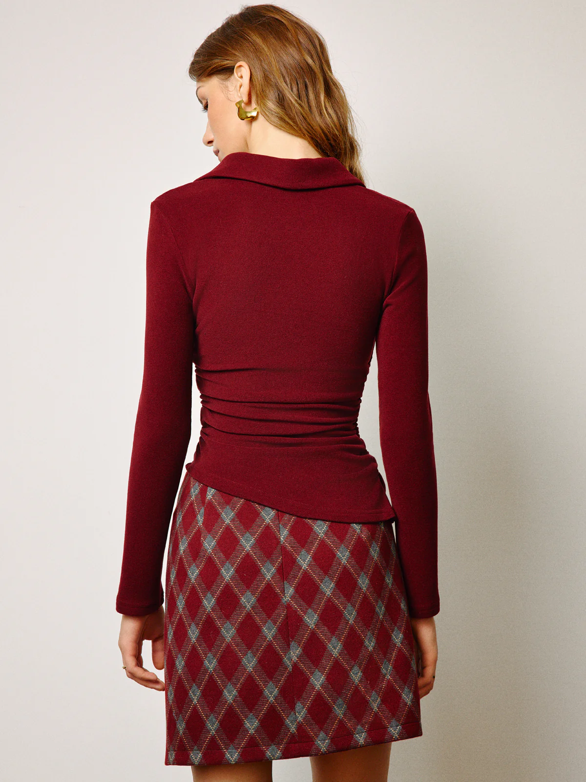Mid-Waist Tweed Zipper Skirt - Image 5