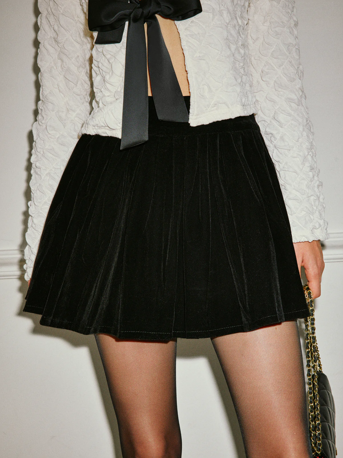 Mid-Waist Umbrella Shape Pleated Skirt - Image 2