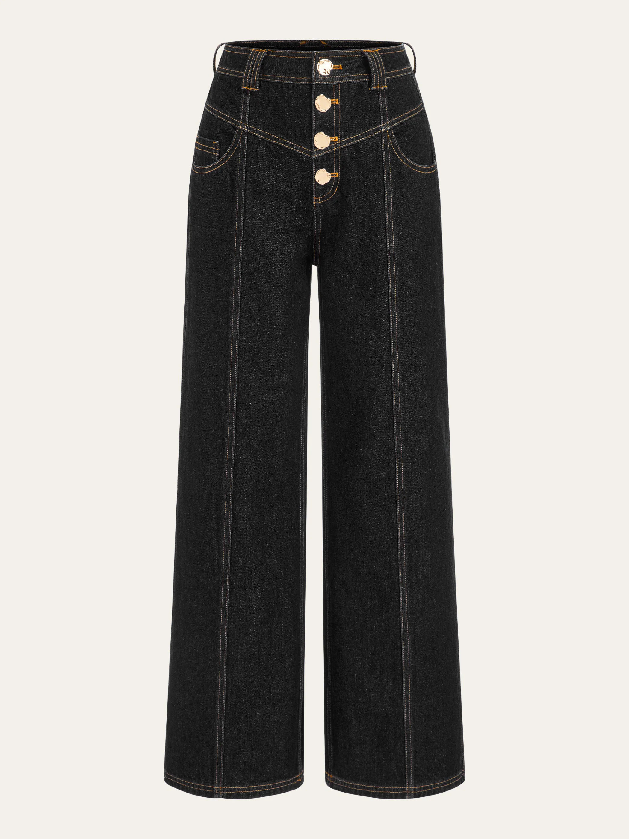 Mid-Waist Wide-Leg Button Front Jeans - Image 5