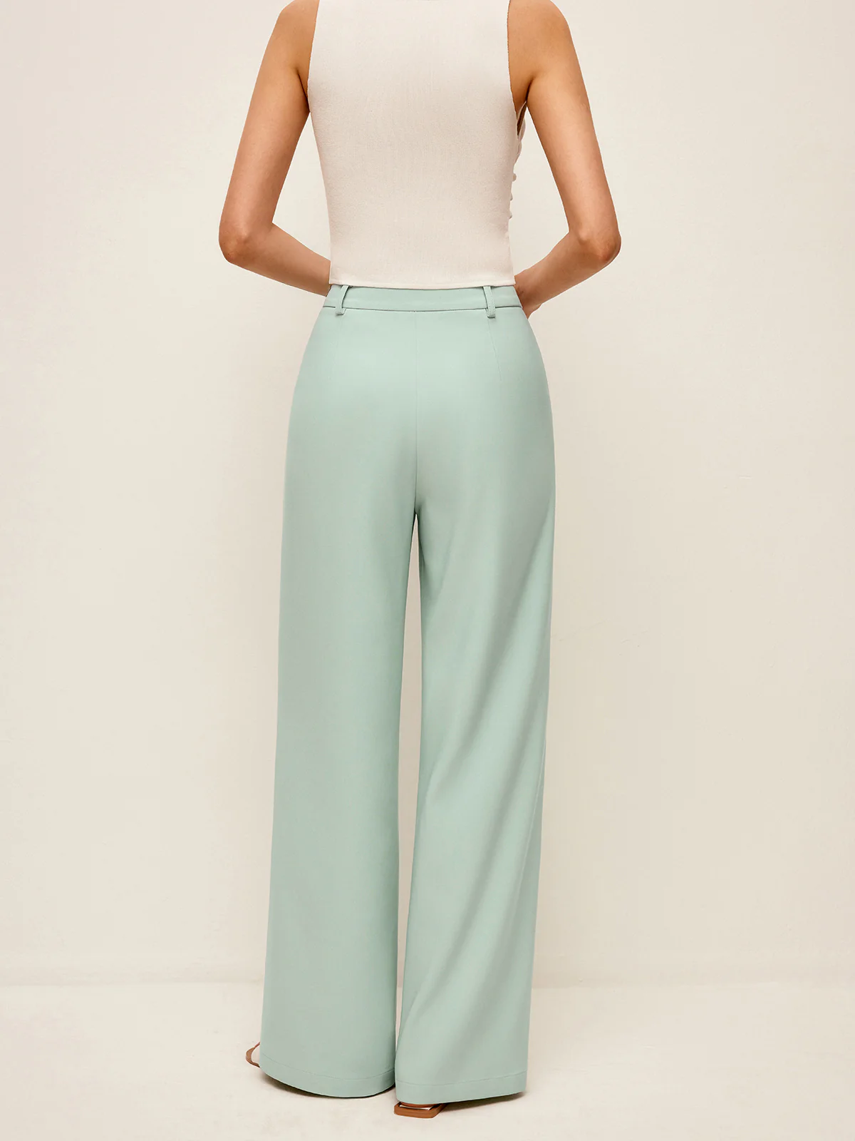 Mid-Waist Wide-Leg Pants Without Belt - Image 5