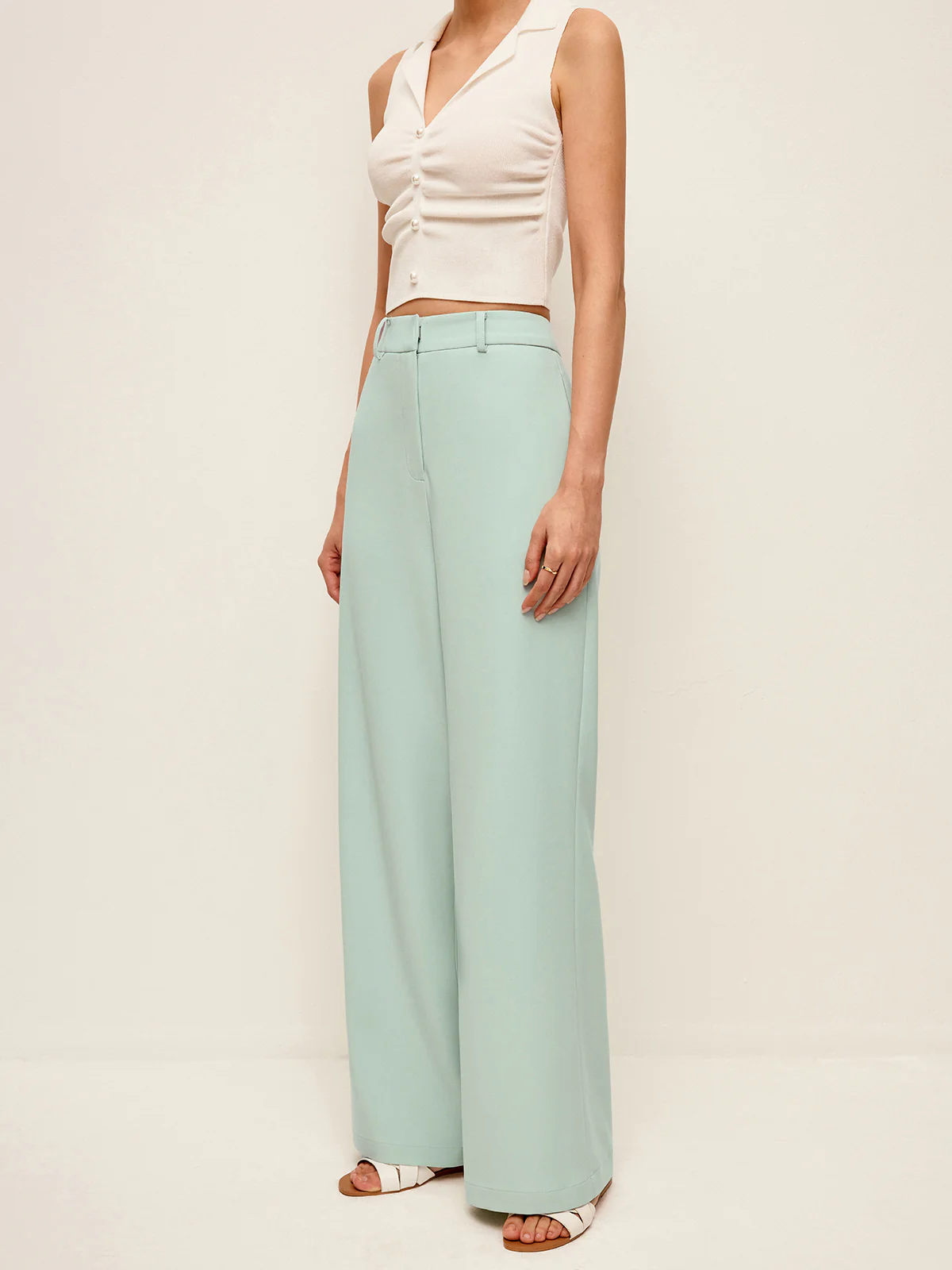Mid-Waist Wide-Leg Pants Without Belt - Image 6