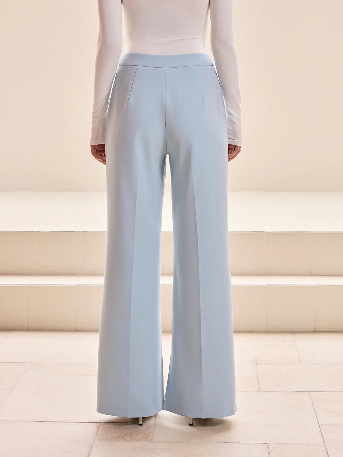 Mid-Waist Wide-Leg Slit Pants - Image 6