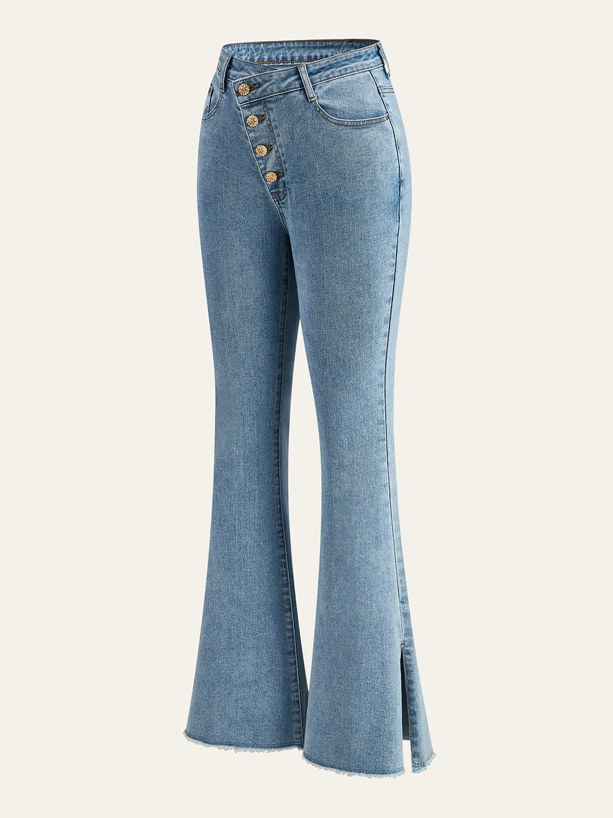 Mid-Waisted Button Flared Jeans - Image 3