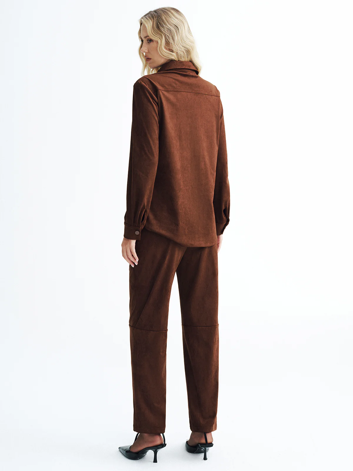 Mid-Waisted Faux Suede Casual Pants - Image 5