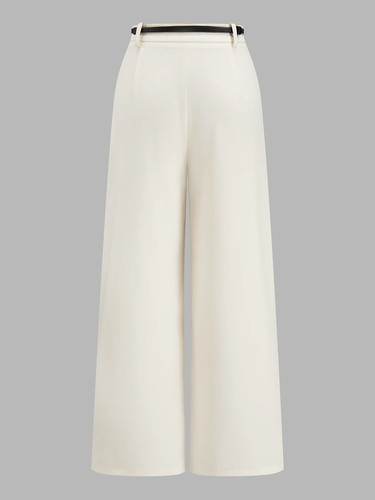 Mid Waist Belted Pleated Wide Leg Pants - Image 2