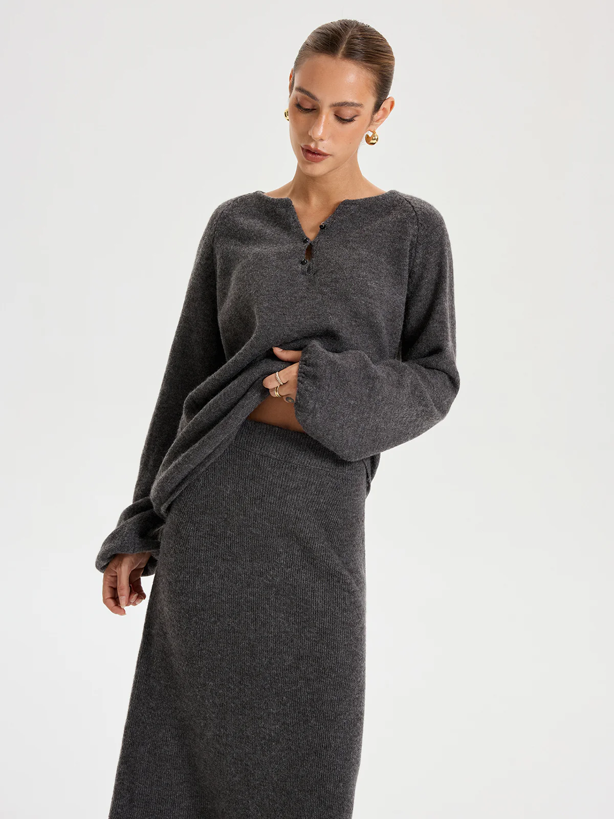 Minimal Tie Front Sweater Co-ords - Image 5