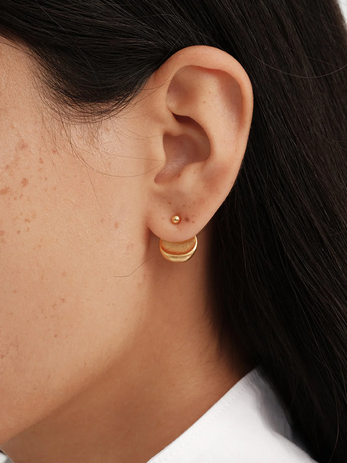 Minimalist Copper Disc Stud Earrings - Image 3