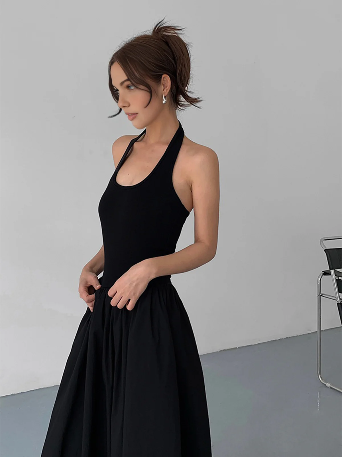 Minimalist Halter Backless Long Dress - Image 5