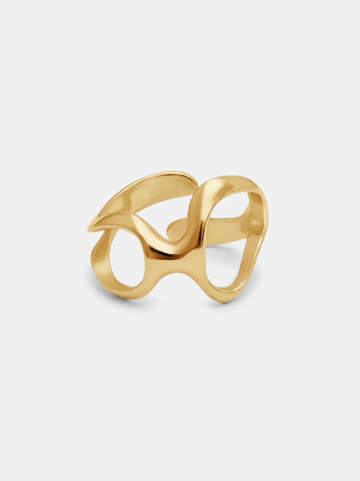 Minimalist Irregular Hollow Open Gold Ring - Image 2