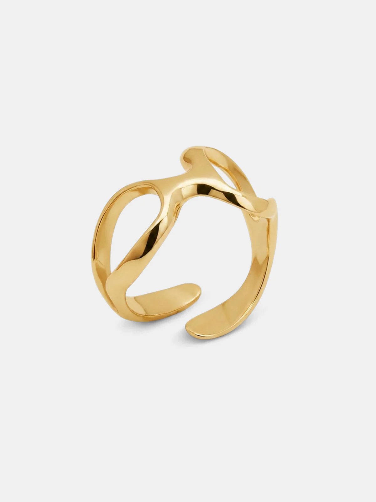 Minimalist Irregular Hollow Open Gold Ring - Image 3