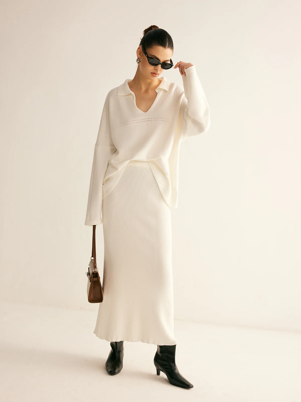 Minimalist Knit Midi Skirt Set - Image 6