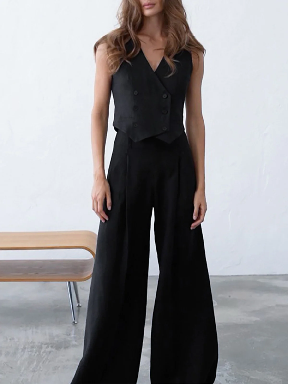 Minimalist Linen Two Piece Pants Set - Image 3