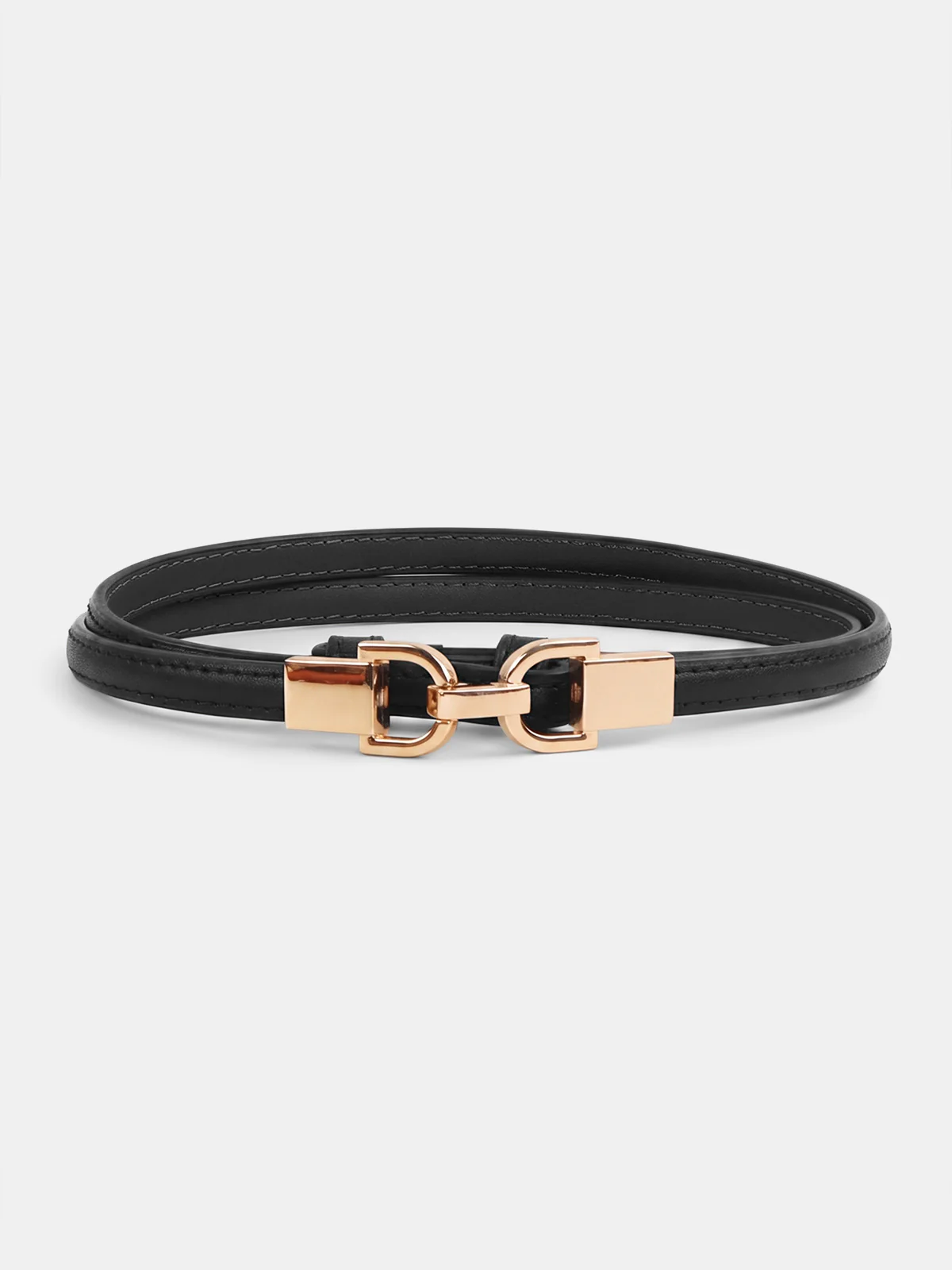 Minimalist Metal Buckle Thin Leather Waist Belt - Image 2