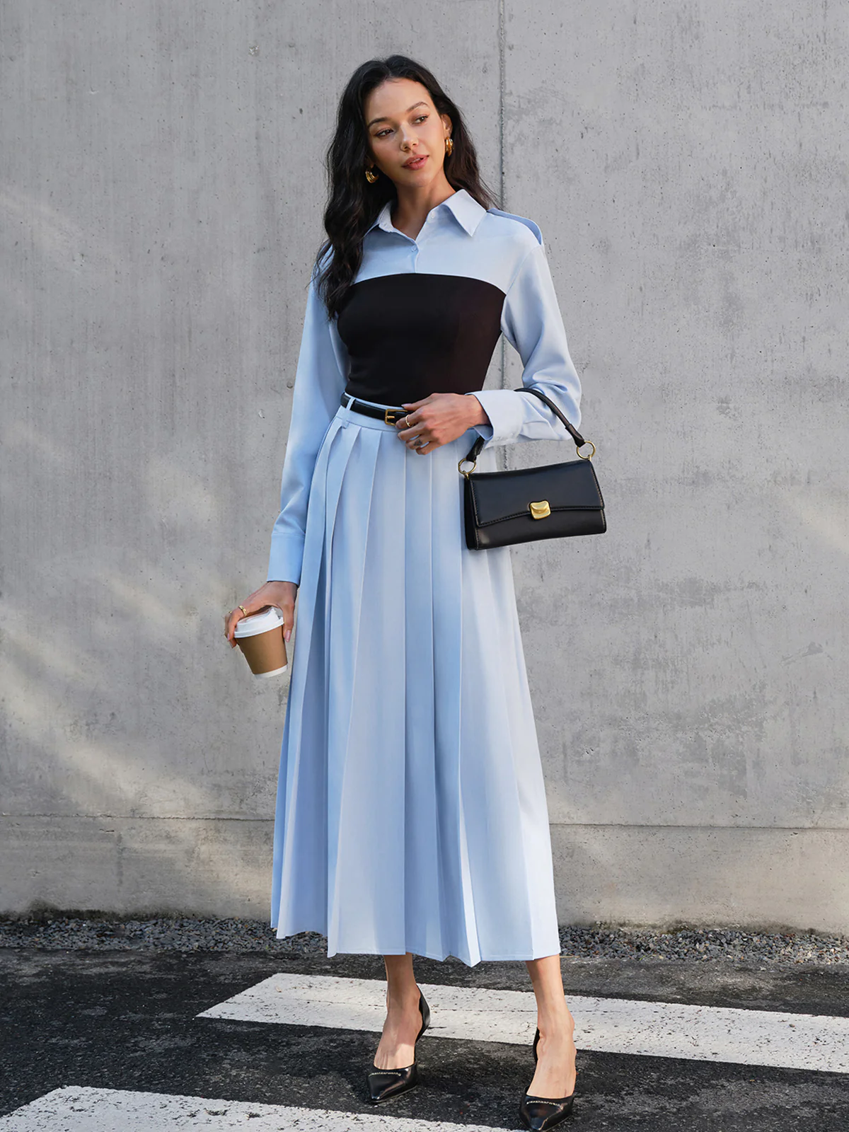 Minimalist Pleated Skirt Without Belt - Image 4