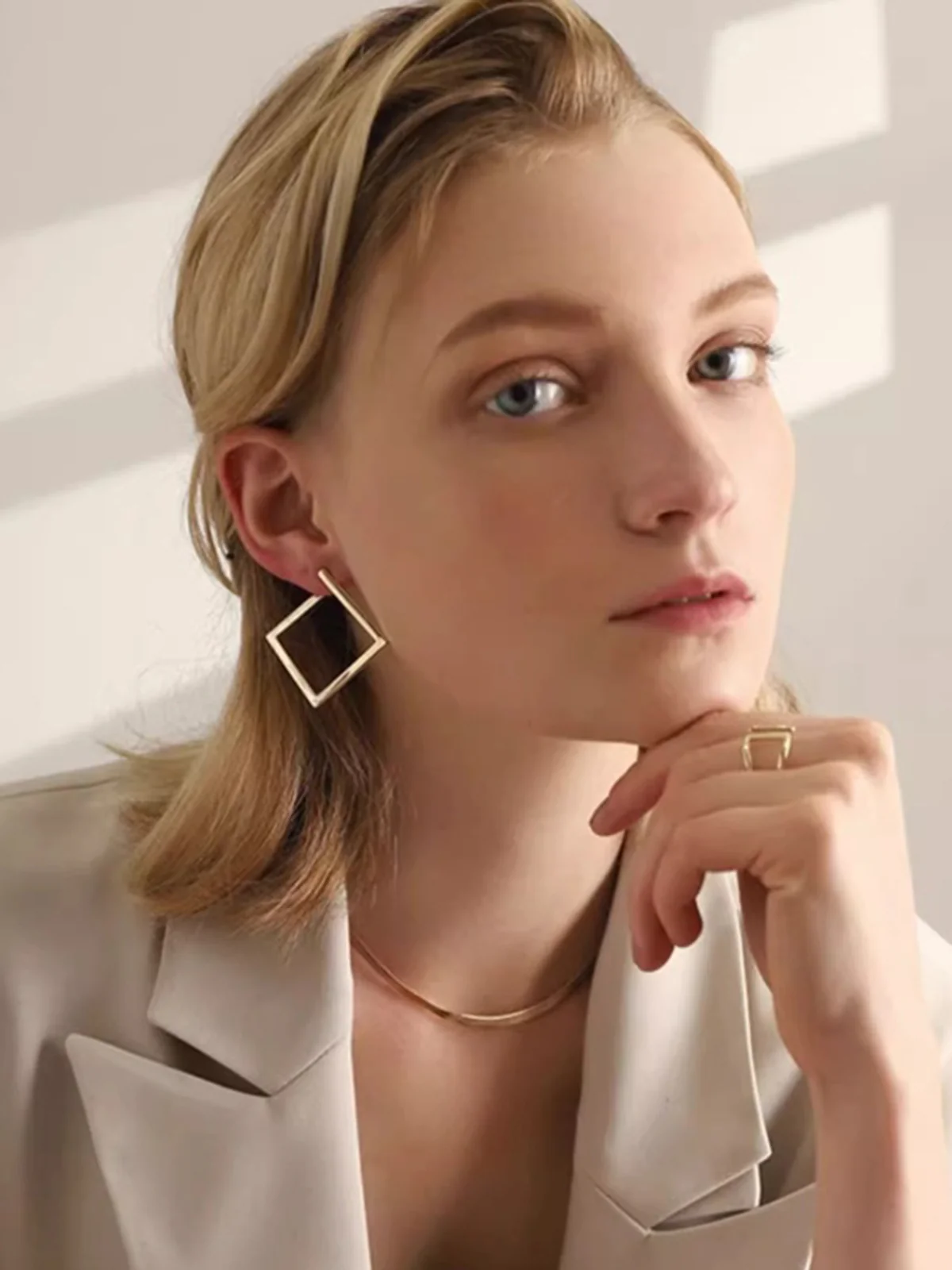 Minimalist Square Drop Earrings - Image 2