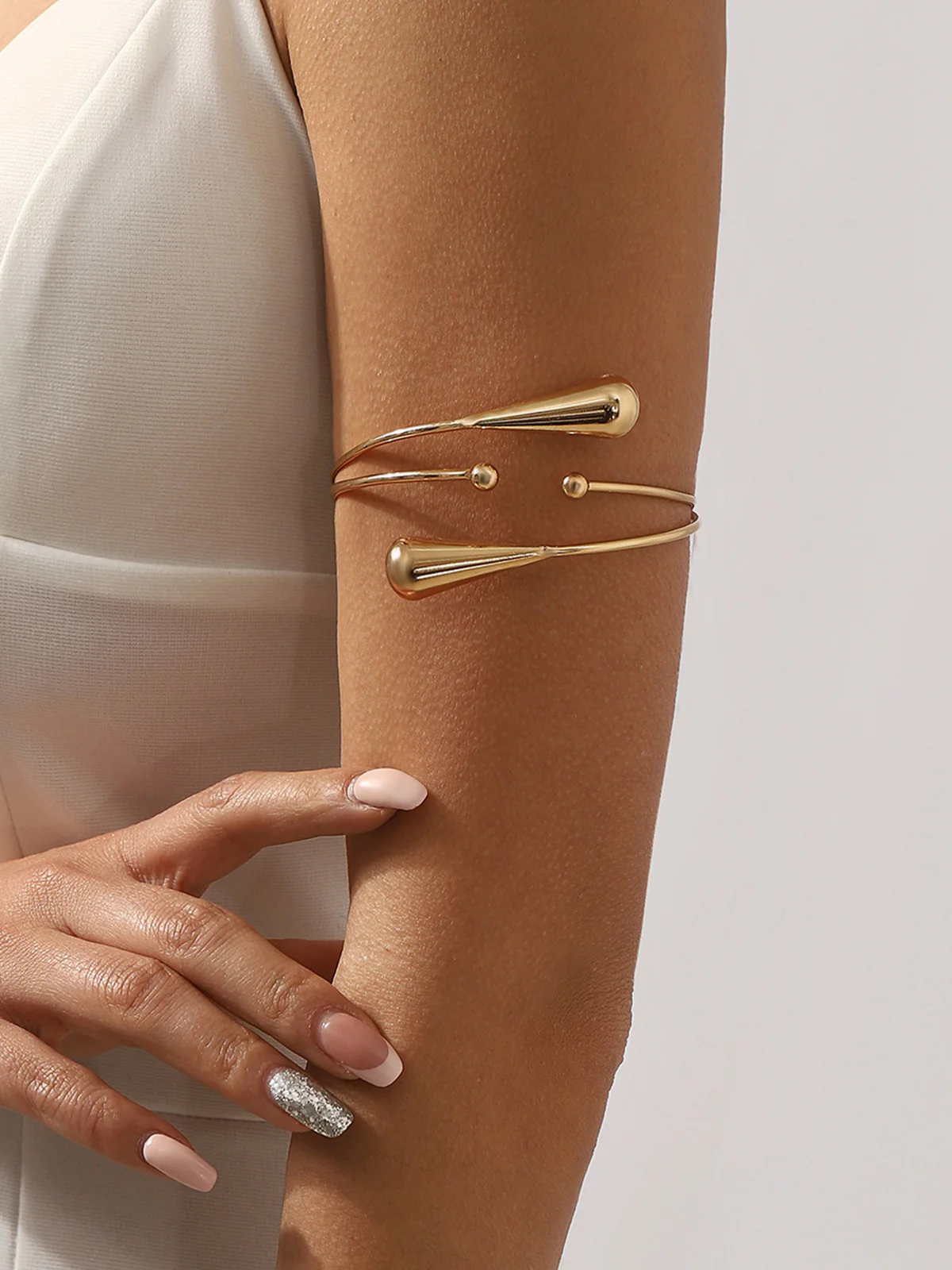 Minimalist Teardrop Open Upper Arm Cuff