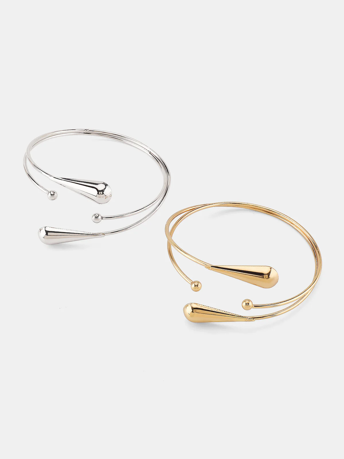 Minimalist Teardrop Open Upper Arm Cuff - Image 3
