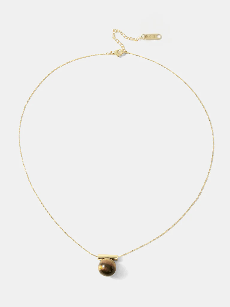 Minimalist Tiger Eye Pendant Necklace - Image 2