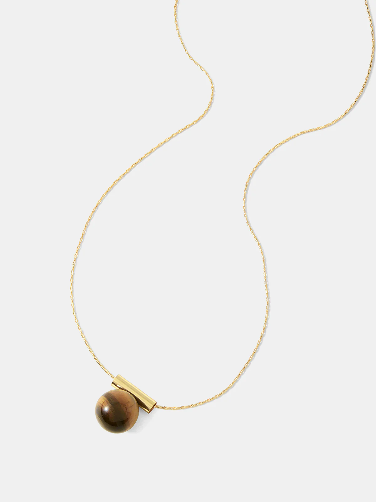 Minimalist Tiger Eye Pendant Necklace - Image 3