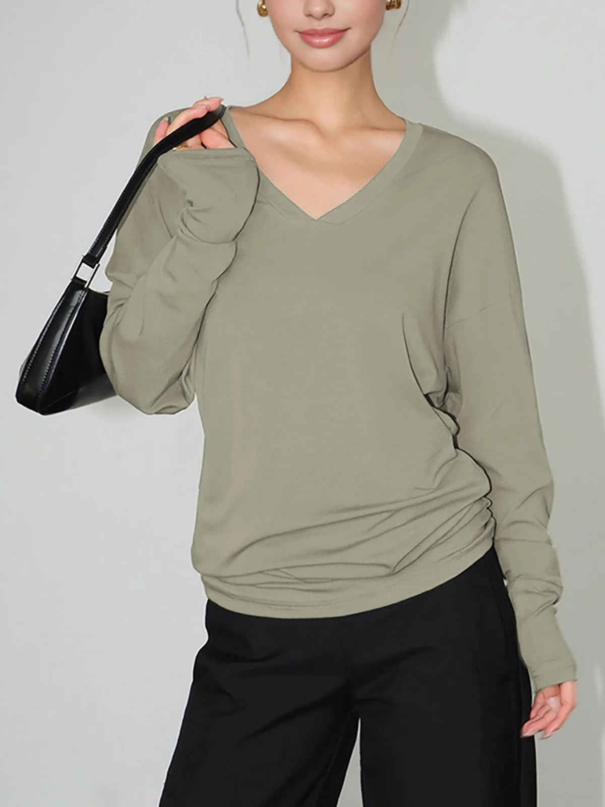 Minimalist V-Neck Draped Top - Image 4