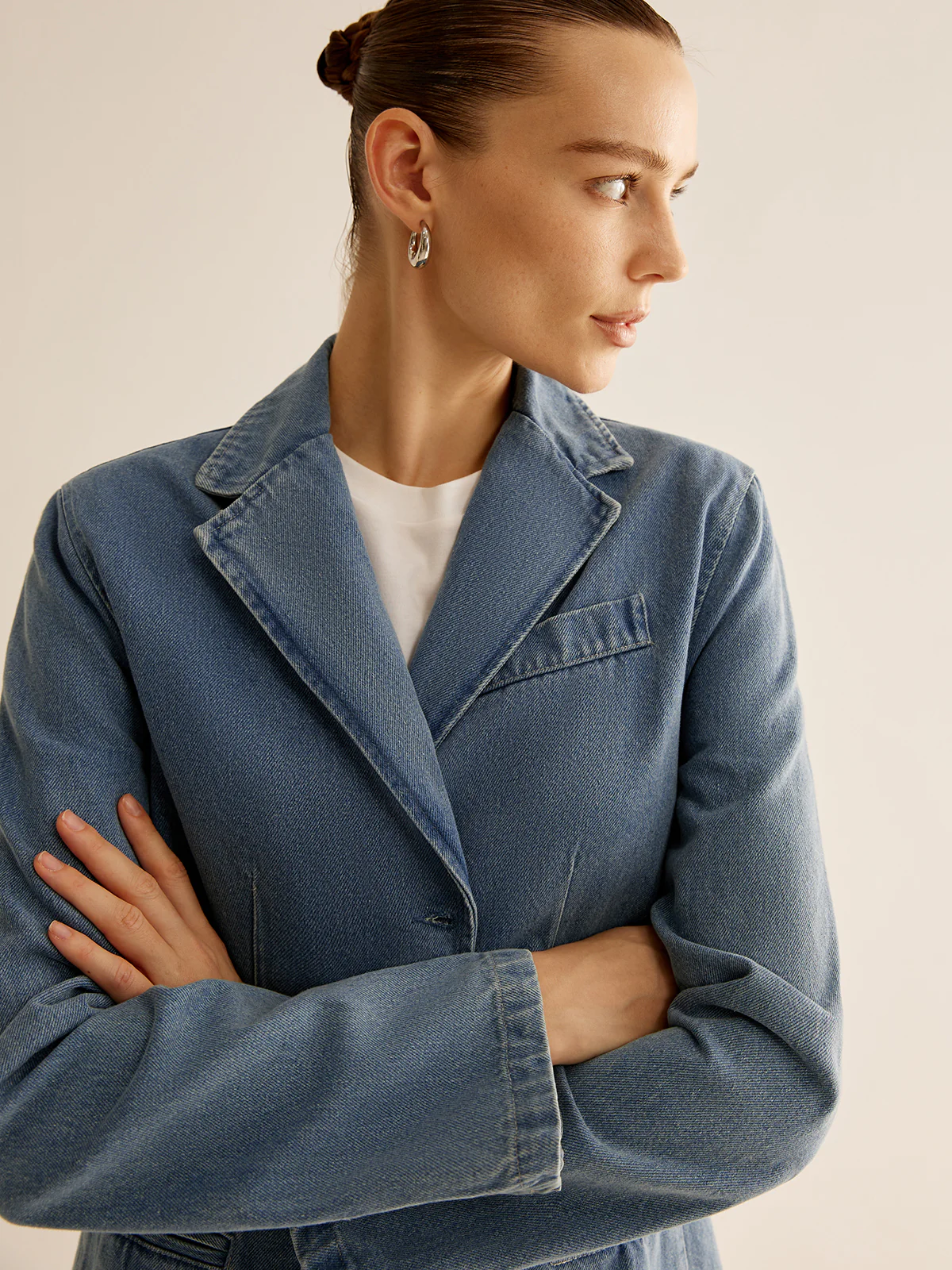 Minimalist Washed Denim Jacket - Image 3