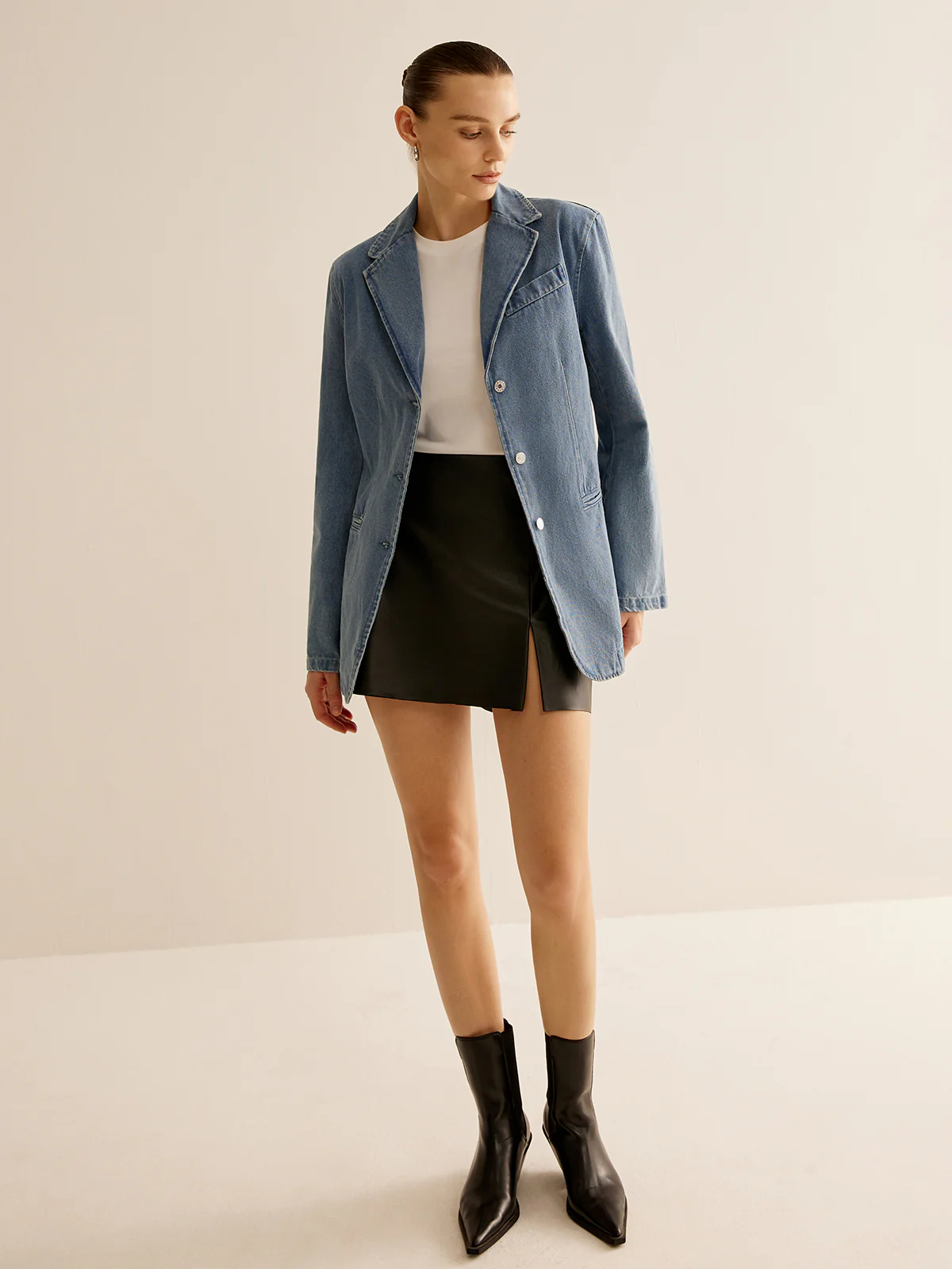 Minimalist Washed Denim Jacket - Image 4