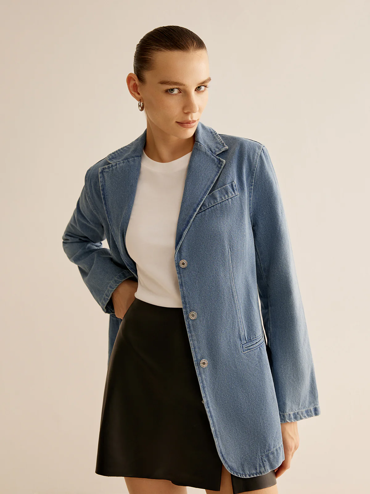 Minimalist Washed Denim Jacket - Image 5