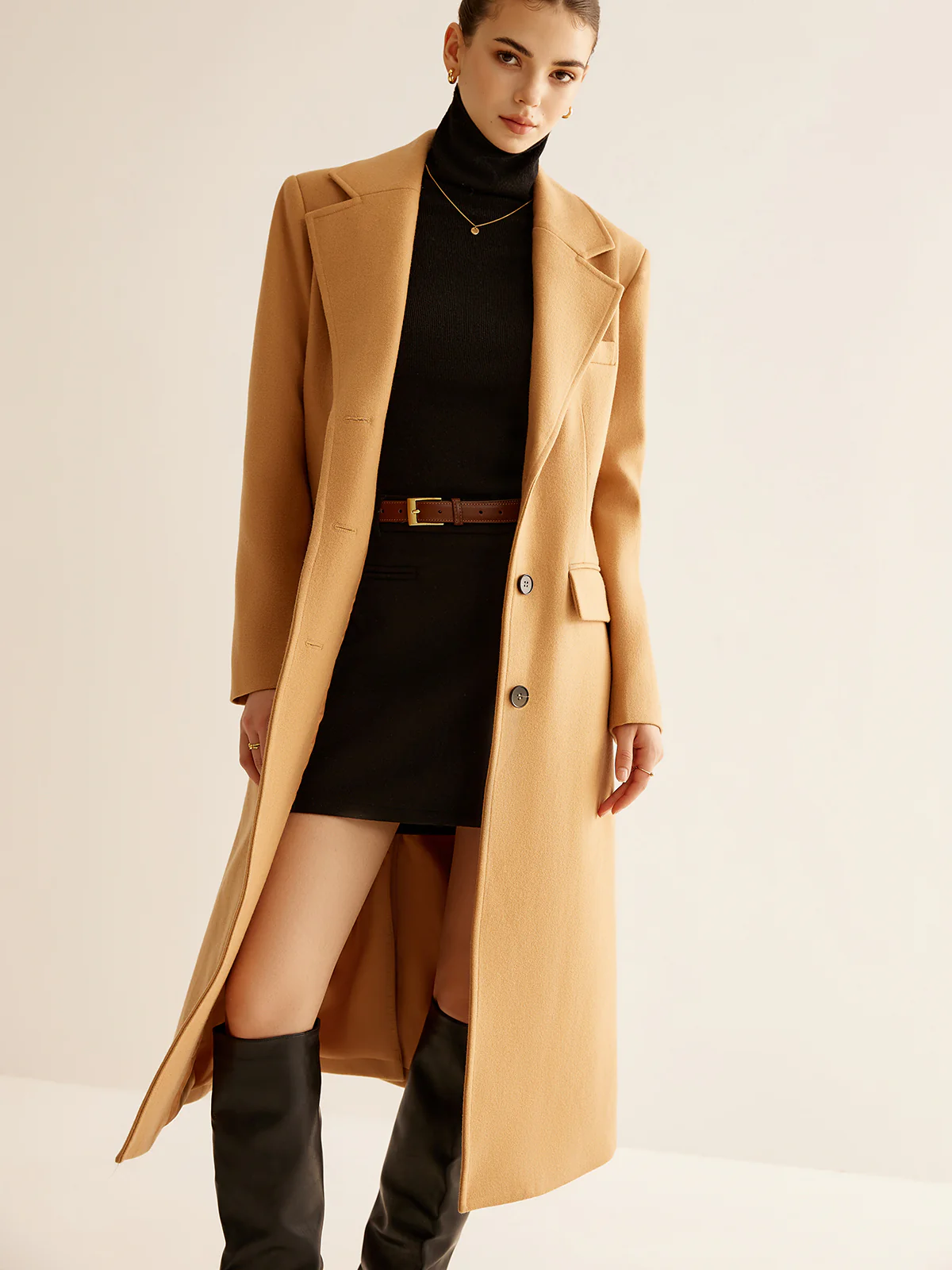 Minimalist Wool-Blend Long Coat - Image 7