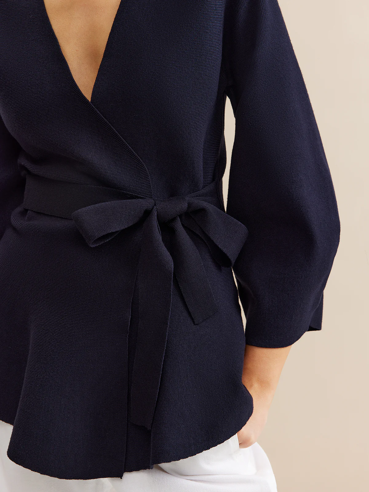 Minimalist Wrap Cardigan With Belt - Image 6