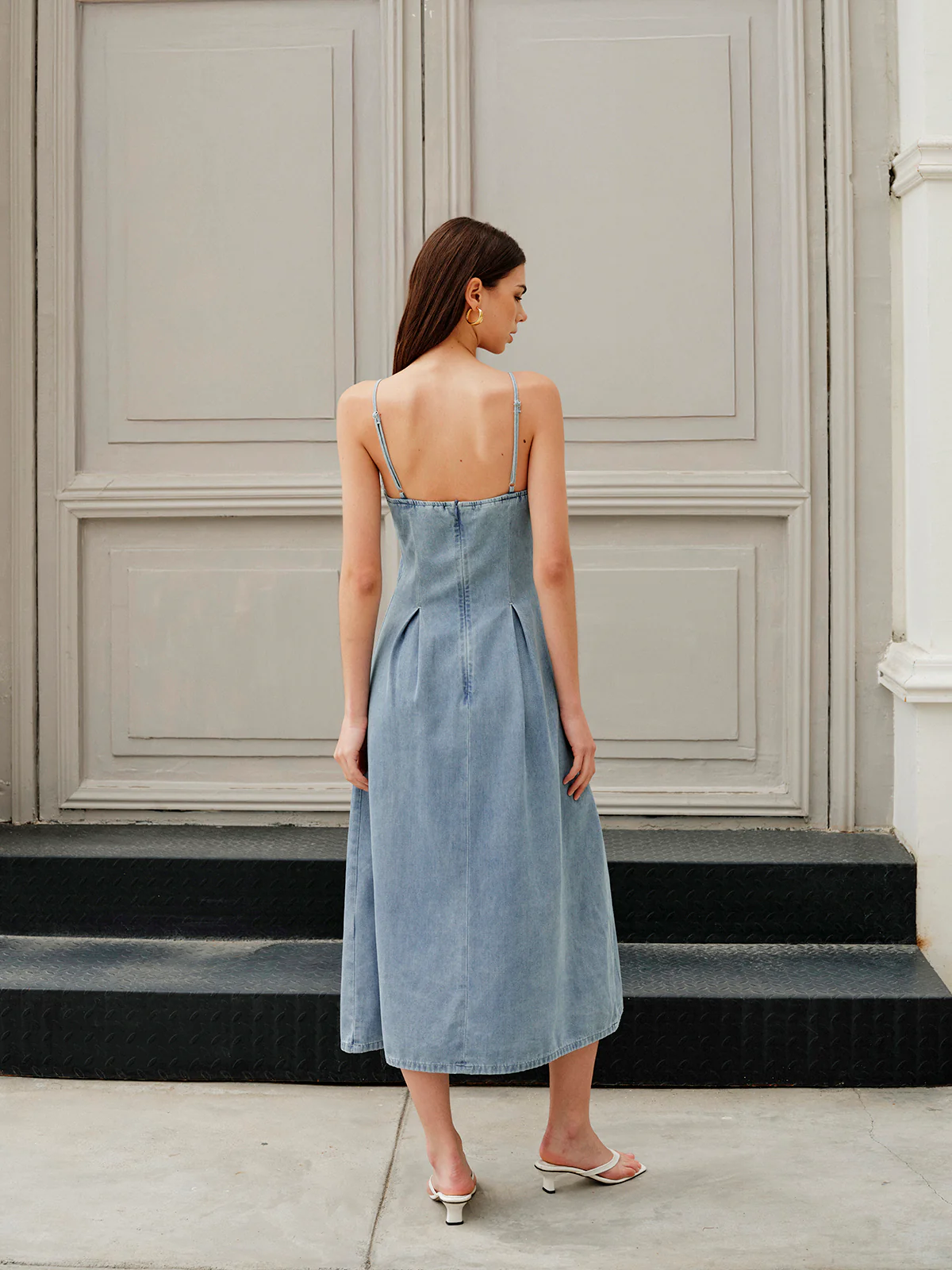 Minimalist Zipper Denim Dress - Image 7