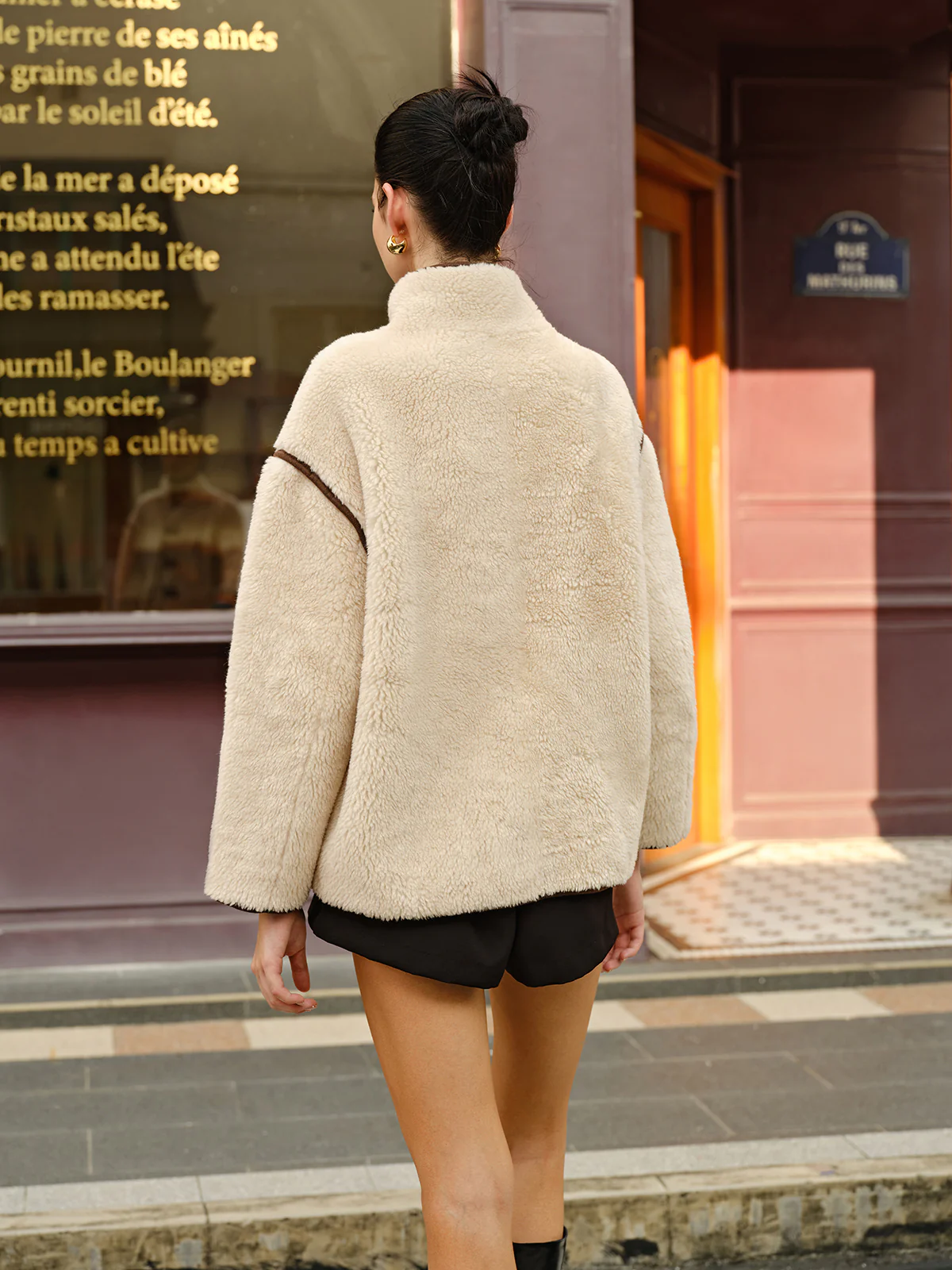 Minky Contrast Piping Fleece Jacket - Image 6