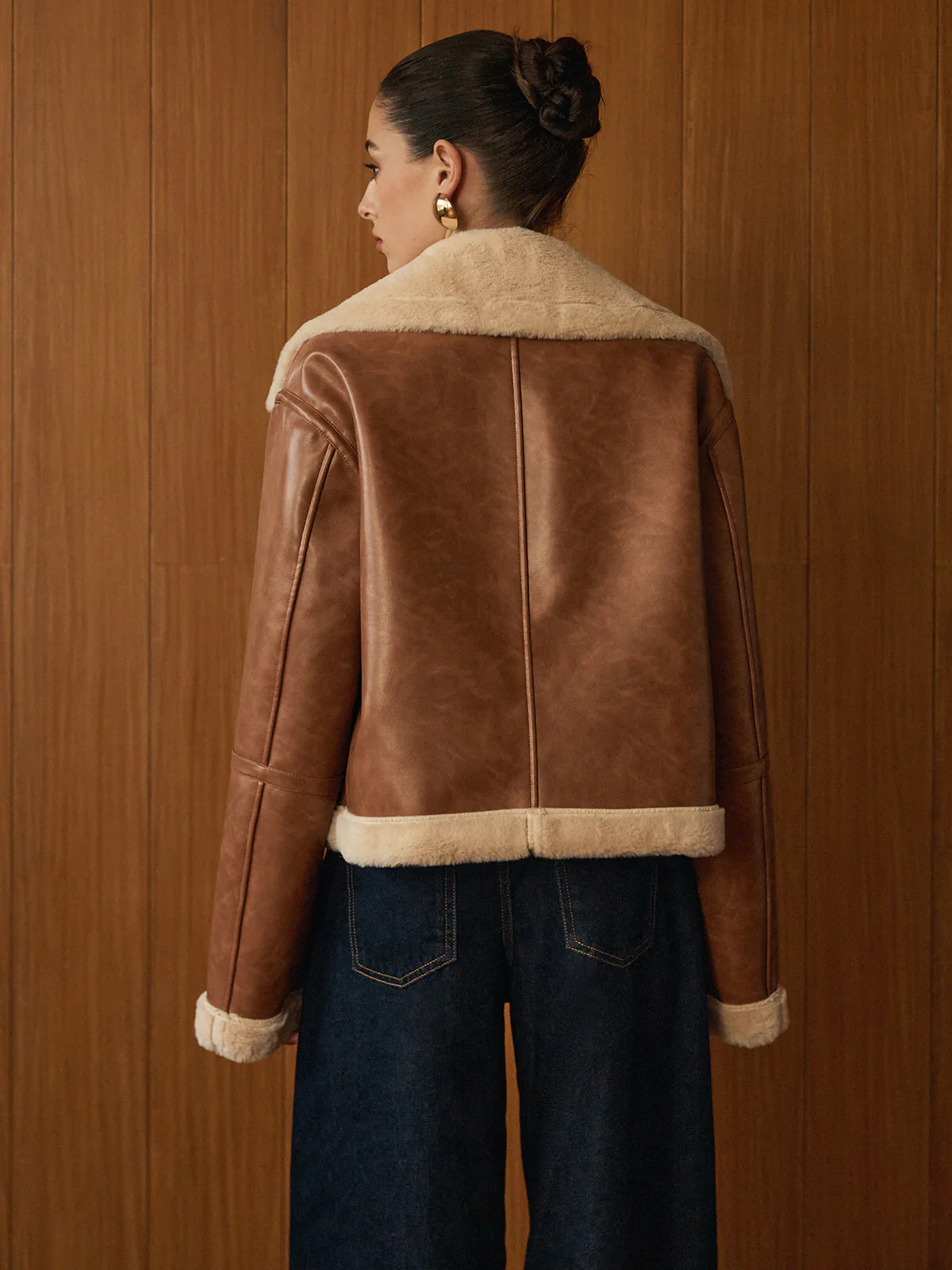 Minky Faux Leather Zipper Jacket - Image 3