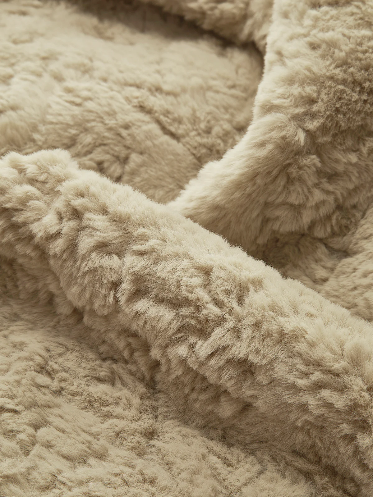 Minky V-Neck Breasted Faux Fur Coat - Image 4