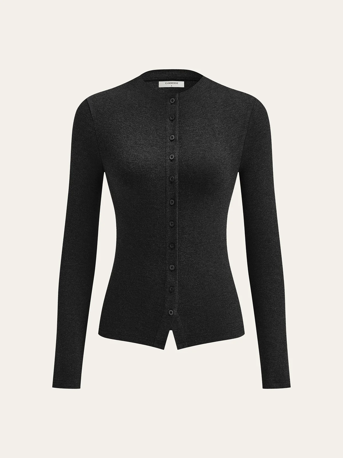 Mock Neck Button Long Sleeve T-Shirt - Image 8