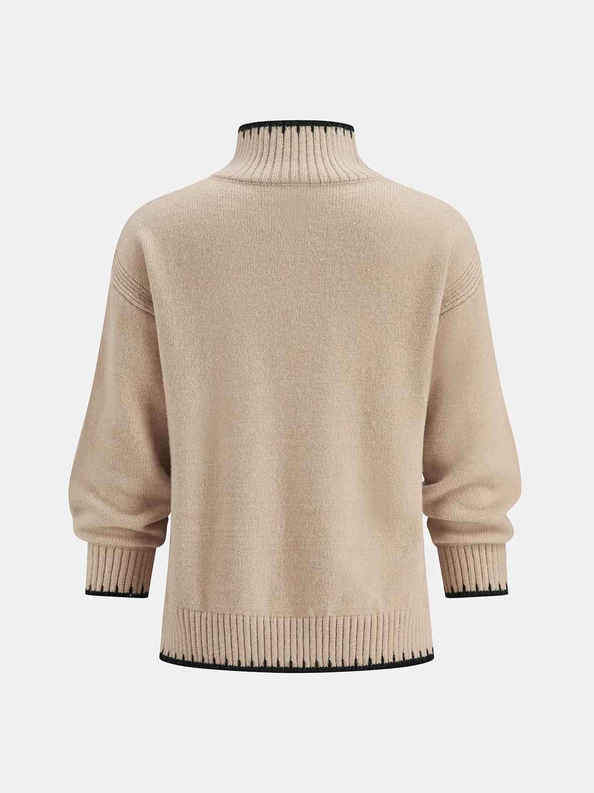 Mock Neck Contrast Trim Knit Sweater - Image 2